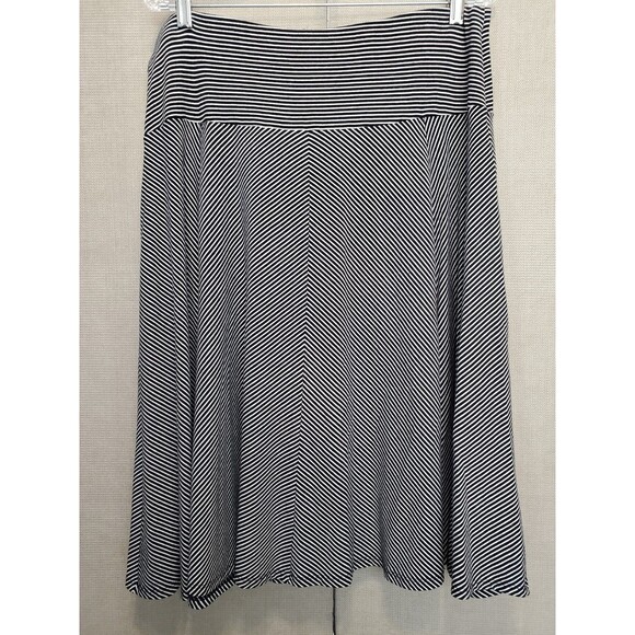 Talbots Woman Black & White Striped Jersey Knit Pull-On Midi Skirt Size 2X - Picture 3 of 5